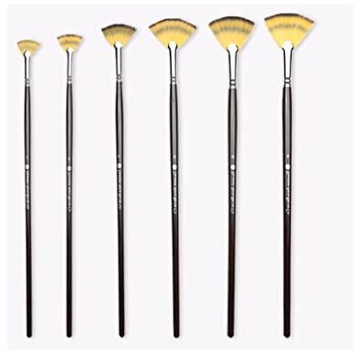 MOKLYF Bunter fächerförmiger Stift aus Nylon für Ölgemälde, Aquarellstift, Pinselset mit Holzstab, Malzubehör(