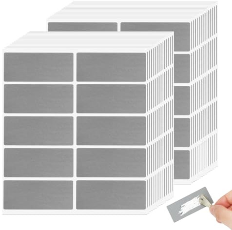 300 Piezas Pegatinas Rasca y Gana 60 x 25 mm Tarjeta Rasca Etiqueta Pegatina, Fácil de Borrar, Ideal para Vales, Regalos, Navidad, Fiestas, Juegos, Postales, Manualidades y Regalos de Cumpleaños