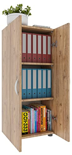 VCM Büroschrank mit 3 Fächern | moderner Aktenschrank mit Drehtüren | Maße ca. H. 108 x B. 49 x T. 34 cm – Ulas 3-Fach