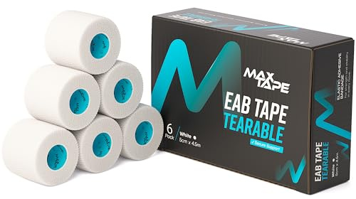 MaxTape EAB, Elastic Adhesive Bandage Tape, White, 5 cm x 4.5 m, Box of 6