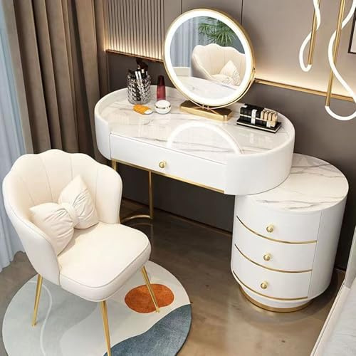 Meedlopia Comò con illuminazione, Comò con specchio a luminosità regolabile, Set di comò, Comò con cassetti, Per la camera da letto