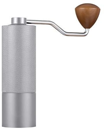 UYFRD Molinillo de café manual de acero 304 actualizado 2025 portátil, prensa francesa, rebaba de cerámica de viaje, regalo aprobado por barista fácil de limpiar (plateado)