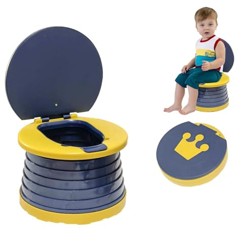 Bärbar potta för barn, hopfällbar toalett, bärbar toalett, baby-vater potta för barn, toalett, för barn, hopfällbar, potty training, toalettsits, camping (mörkblå)