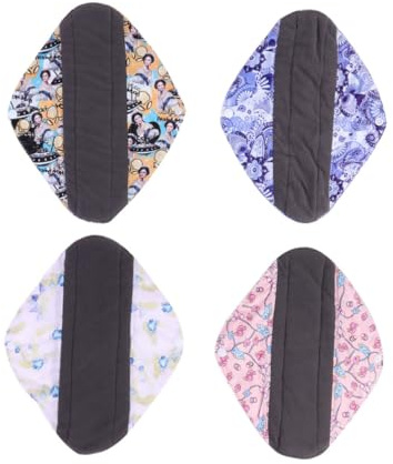 VALICLUD 4piezas Almohadillas Sanitarias Reutilizables De Bambú Activado Lavables Hipoalergénicas Cómodas y Duraderas Para Cuidado Menstrual Femenino