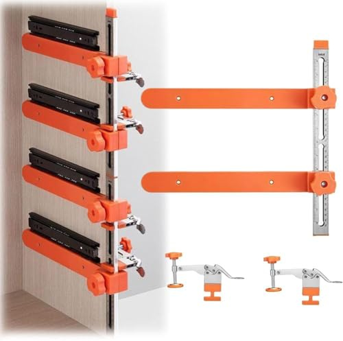 YUYQAQ Drawer Slide Installation Jig Kit,Adjustable Precision Cabinet Hardware Jig with Toggle Clamp & Magnetic Arm,Easily & Fast Install,Easy to Use