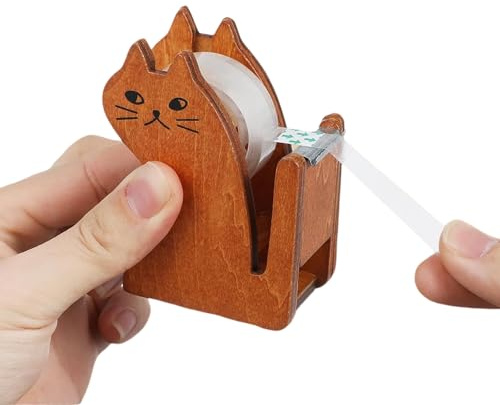 Tilleul Devidoir Ruban, LWLWA Forme de Chat Dérouleur Ruban, Mignon Dévidoir Ruban avec 1 Rouleau de Ruban Adhésif, Cadeau Créatif pour Enfants pour Accessoires de Table, Bricolage