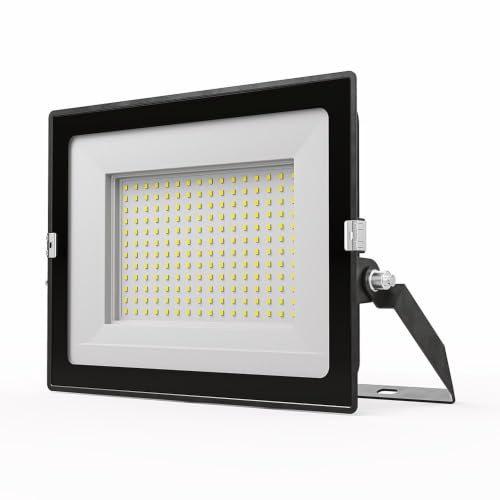 HOFTRONIC Stratos LED Fluter 150W – 13.120 Lumen – IP65 – Kaltweiß 6500K – Industrie Außenstrahler für Halle, Hof, Werkstatt & Sicherheitsbeleuchtung - Schwarz