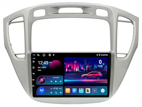 Estéreo de coche Android 14 doble DIN para Toyota Highlander 2000-2007, pantalla táctil IPS de 9 pulgadas, reproductor multimedia, Bluetooth, CarPlay, GPS, cámara de respaldo, RDS, SWC, 8 núcleos, 4+