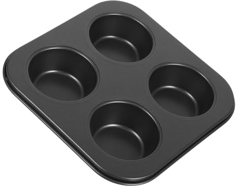 Alipis Moule à Muffins 4 Cavités Antiadhésif, Plaque De Cuisson Noire En Acier, Résistante Haute Température, Pâtisserie Maison, Cuisson Cupcakes Et Gâteaux, Usage Domestique