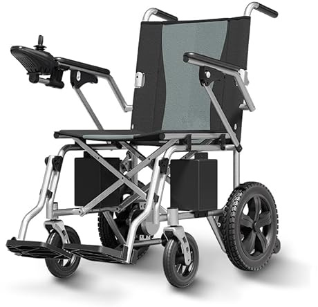 Elektrorollstuhl Faltbar Schmal (56 cm) – 40 km Reichweite (2x 12Ah Akku), Elektrischer Rollstuhl für Senioren & Erwachsene, Karbonstahl Mobilitätshilfe für Alltag & Ausflüge, 130 kg Tragkraft
