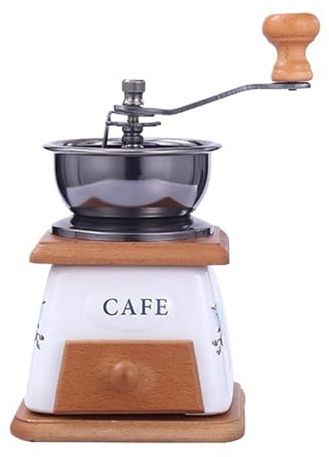 Molinillo de café de madera con manivela, ahorra espacio, manual, máquina de café espresso, equipo de cerámica Bali.