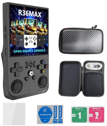 R36MAX Retro Handheld Game Console, 4-Inch HD IPS Screen Open Source Linux System Portable Handheld Gaming Devices, Wi-Fi & Bluetooth Support