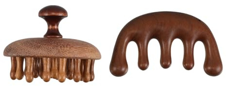 Yardenfun 2 Stück Holz Kopfhaut Massagekamm mit Abgerundeten Borsten Ergonomisch Design Sanfte Kopfhautmassage und Haarreinigung Langlebig für Männer und Frauen zur Haarpflege und