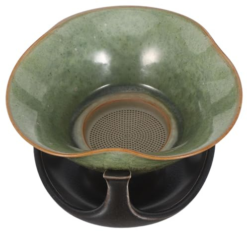 TOYZFRIENDY Colador de Té de Cerámica Grande Malla Fina Filtro Reutilizable para Hojas Sueltas en Color Verde Estrellado Infusor para Té Suelto Adecuado para Rituales Chinos y Uso Diario