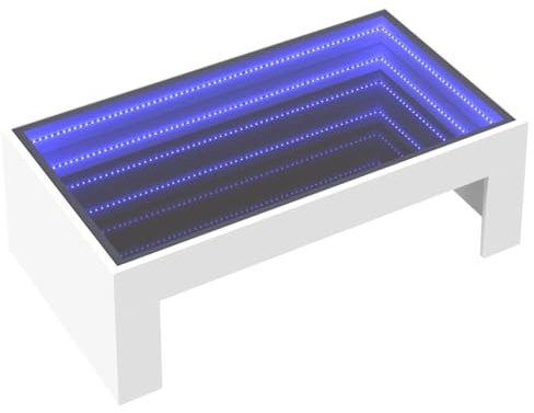 Generic Soffbord med Infinity LED, Sidobord, Vardagsrumsbord, Loungebord, Modernt Soffbord för Vardagsrum/kontor (Grå Sonoma 70x50x30 cm) (Vit #14)