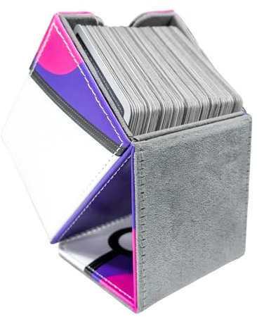 dellyy Scatola Box Porta Carte, MTG Deckbox Magnetica in Pelle PU, Scatola Porta Carte Capiente per oltre 100 carte, Magnetic Flip Deck Box Contenitore con e 2 Divisori (Master Ball)