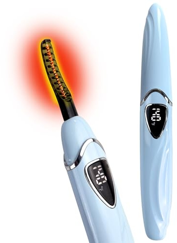 Tehoi S600 Beheizte Wimpernzange – Genaue Temperatursteuerung, intelligente automatische Abschaltung für natürliches Make-up und langanhaltende Locken S600 (Blue+Silver)