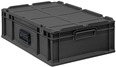 PROREGAL Eurobox NextGen Portable | HxBxT 18,5x40x60cm | 34 Liter | Schwarz | Eurobehälter, Transportbox, Transportbehälter, Stapelbehälter