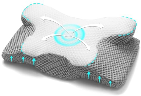 MULISOFT Almohada Suave para un Descanso Reparador N-1130,Cojín Cervical de Espuma Memory, Adecuado para Todas Las Posiciones de Sueño, Funda Lavable, Diseño Ergonómico