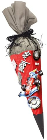 Prell Schultüte Bastelset Rennwagen Rennauto Formel 1 - Zuckertüte - aus 3D Wellpappe, 68cm hoch, mit XXL 3D Stickern