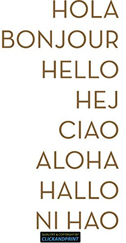 CLICKANDPRINT Aufkleber » Hola Bonjour Hello, 80x40,7cm, Bronze Metallic • Dekoaufkleber / Autoaufkleber / Sticker / Decal / Vinyl