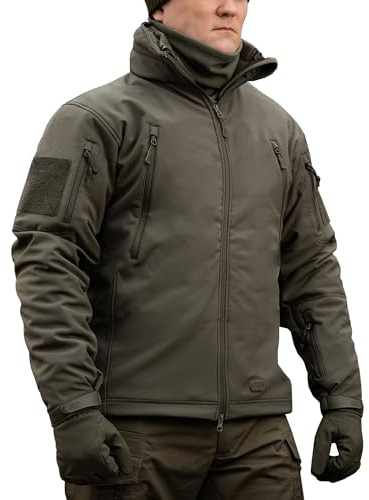 M-Tac Taktische Jacke mit Kapuze, Fleece-gefüttert, wasserabweisende Softshell-Jacke für Herren
