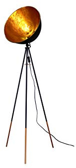 ECO-LIGHT Hochwertige Blättergoldoptik Stehleuchte MERKUR mit schwenkbarem Metallschirm, 136cm hoch