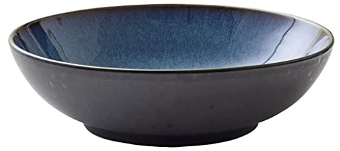 BITZ Salatschüssel, Schüssel/Schale aus Steinzeug, Spülmaschinenfest, Durchm. 24 cm, Schwarz/Blau