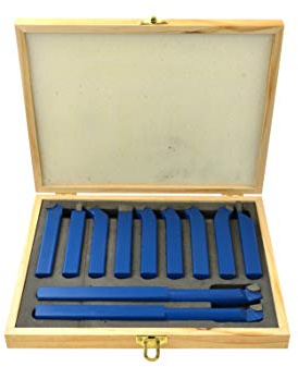 BSD Drehbank Werkzeug Set - Drehmaschine Schneidwerkzeug mit Hartmetallspitze, Drehbank Meißel Kit - 11 Teilig - 16x16mm