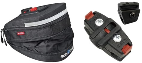 KlickFix Farradtasche Micro 200 Expandable Schwa Satteltasche, Schwarz, 19 x 12 x 8 cm & Zubehör Satteladapter mit Seilschlosshalter, One Size, Schwarz, 0500