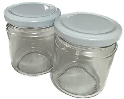 Rubin Lot De 90 Bocaux En Verre De 212 ml Avec Bouchons Blancs, Parfaits Pour Les Conserves, Confitures, Miel, Sous-sols, Sous-huiles Et Autres Délicieuses