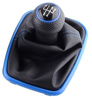 NICOLIE 5/6 Speed Gear Shift Knob Lever Shifter Gaitor Boot Pu Leather Compatible With Vw 2003-2008 Golf 4 Iv Mk4 Gti R32 Jetta - 5 Speed-Blue