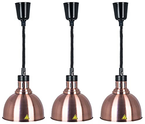 Lampada di Calore per Alimentar, Lampada per scaldavivande Commerciale, 60-180cm Regolabile Lampade Riscaldanti Buffet Esibire Scalda Vivande per Cibo Riscaldante, Diametro: 25cm, 3PCS