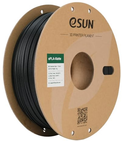 eSUN Aufgerüstet Matte PLA 3D Drucker Filament, PLA 1.75mm, Maßgenauigkeit +/- 0.05mm, 1kg Spule (2.2 LBS) Filament für 3D Drucker, Dunkel Schwarz