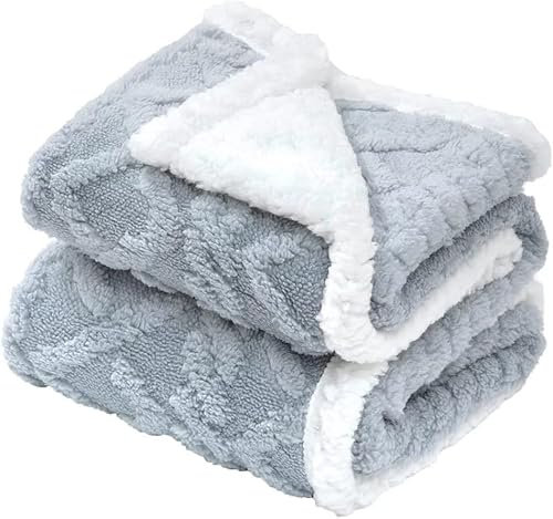 Babydecke, 3D-weiche und flauschige Sherpa-Babydecke, Empfangsdecke für Kleinkinder, Babys, Jungen und Mädchen, wendbare, flauschige Decke für Kinderbett, Autositz, Kinderwagen (Grau, 76 x 101 cm)