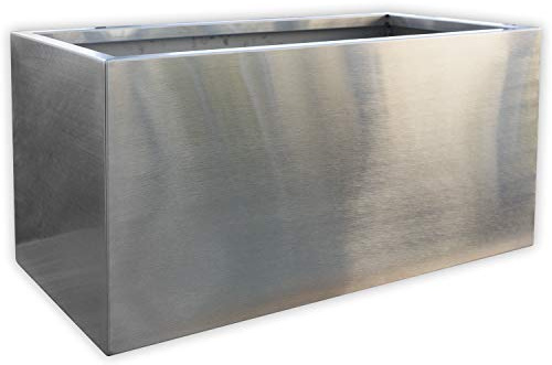 Köhko® Designer-Pflanztrog aus Edelstahl Viva 100 x 45 x 37 cm | matt gebürsteter Pflanzkübel eckig & groß