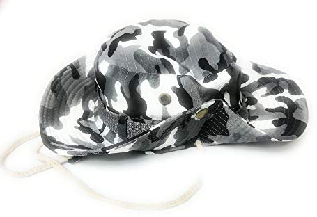 Fischerhut im Militärstil, Boonie-Bush-Krempe, Armee-Fischerhut, Safari-Sonnenhut, Outdoor-Festival-Hüte, camo grey, One size