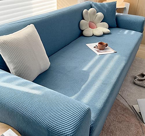 Stretch Sofa überzug für Sofabezug L Form und Sofa 1, 2, 3, 4 Sitzer, Anti-Slip Sofa überzug L Form 360° Polsterbezug für Eckcouch, Sofaschutz, Couchbezug, Polsterbezug, waschbar ( Color : Blau , Size