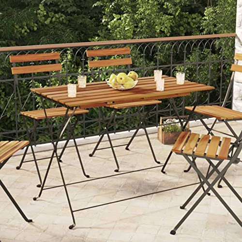 XIAOGUANG Bistrotisch Klappbar, Gartentisch, Balkontisch, Balkon Tische, Beistelltisch Garten, Beistelltisch Outdoor, Gartenesstische, 100x54x71 cm Massivholz Akazie und Stahl