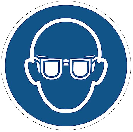 Verpflichtungsaufkleber NF ISO7010 – Wasserfester und UV-beständiger Laminierter Runder Beschilderungsaufkleber – Obligatorische Schutzbrille - Durchmesser 5 cm | Pflichtschild gemäß NF ISO7010, glatte Oberfläche, rutschfest, einfache Anbringung, inkl. Anleitung, rundes Format