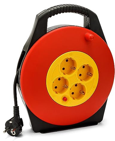 Enrouleur de câble domestique 4 prises standard Schuko, câble H05VV-F3G1.0MM2, 10M, CE