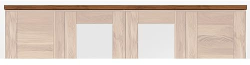 Lomadox Schlafzimmer Massivholz Kranzleiste Passepartout-Rahmen für 4-türigen für Kleiderschrank Drehtürenschrank Schlafzimmerschrank Schrank in Wildeiche massiv, B/H/T: ca. 191/3/61 cm