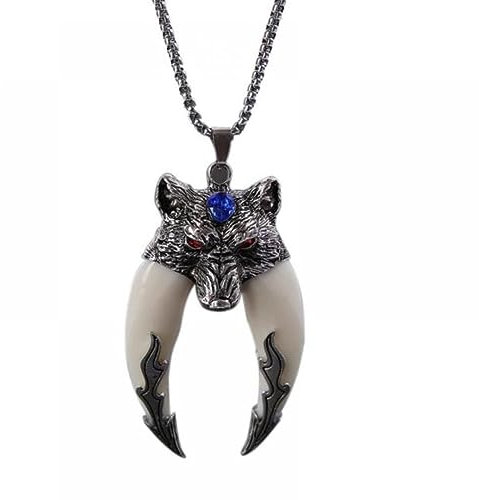 YAHOYA Retro Punk Nordic Beast Wolf Zahn Anhänger Herren Domineering Halskette Punk Rock Klassisches Wikinger Amulett Schmuck