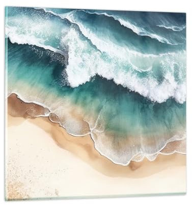 Bilder auf Glas Küste Strand Meer Glasbild 30x30cm Wandbilder Dekoration Wohnzimmer Schlafzimmer Küche Deko Klein Wanddeko Bild im Glas Wand Kunstdruck Art Modern Wall Decor Glasdruck GAC30x30-5747