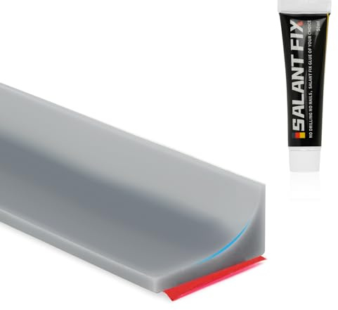Flintronic Autoadesiva Silicone Doccia Barriera, 90 gradi-3M(Grigio) | Barriera Acqua Pieghevole Per Bagno, Soglia E Bordo Doccia, Striscia Di Ritenzione Idrica Della Soglia Del Bagno