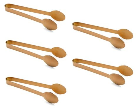 Savagrow 5Pcs Kitchen Tongs Food Serving Tong Stainless Steel Coffee Sugar Tongs Bar Ice Cube Tongs Party Tools for Appetizers, Buffet & Cooking, Rose Gold,(BC1629)