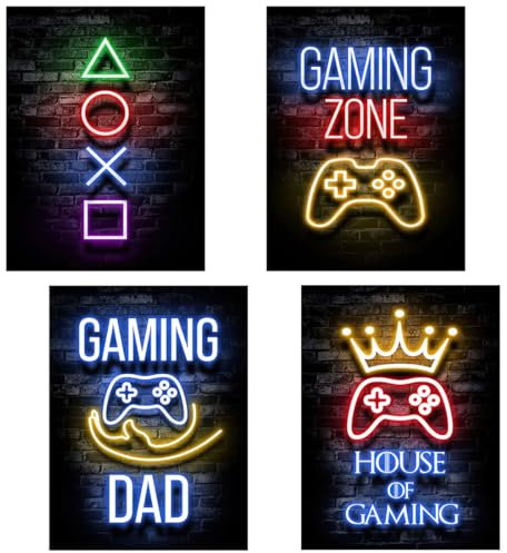 YGCHEN Poster Gamer Cuadros Decoración de Pared Videojuegos Póster de Gaming Decoracion Cuadros Sala de Juegos Mural de Neón Pósters Papel Tapiz Sin Marco 20 x 30 cm