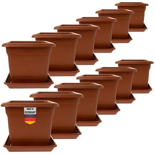 2friends Pflanzkübel GroÃŸ AuÃŸen Terracotta Kunststoff 12er Set- Blumentopf 40x40 für DrauÃŸen, Robuste Blumenkübel Gross Aussen, Ideal für Garten & Terrasse