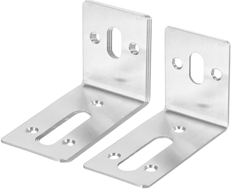 QUARKZMAN Soportes de Esquina en L Ajustables con Doble Ranura, Juego de 4, 3.27x1.77x3.27, Soporte de Ángulo Recto para Reparación de Muebles (Plateado)