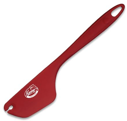 Kenny Professional Teigschaber 2 in1 mit Kniff zum Portionieren & Sauber Abstreifen | aus Edelstahl und Teigspachtel Teigschneider (rubinrot)